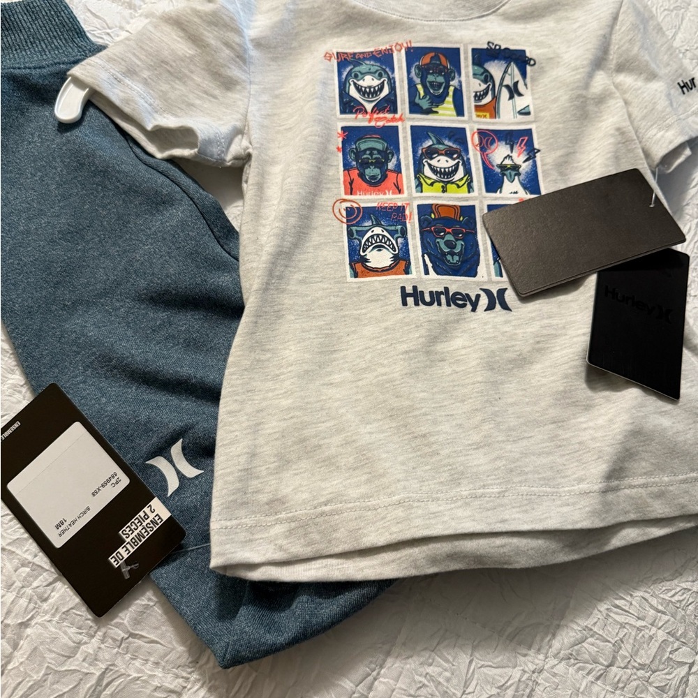 Hurley Graphic Tee and Blue Joggers Set